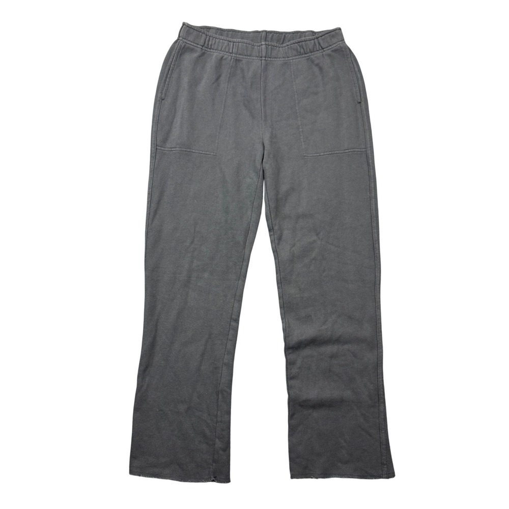 Aerie Womens Medium Wide Leg Sweatpants Charcoal Grey Raw Hem High Rise Lounge